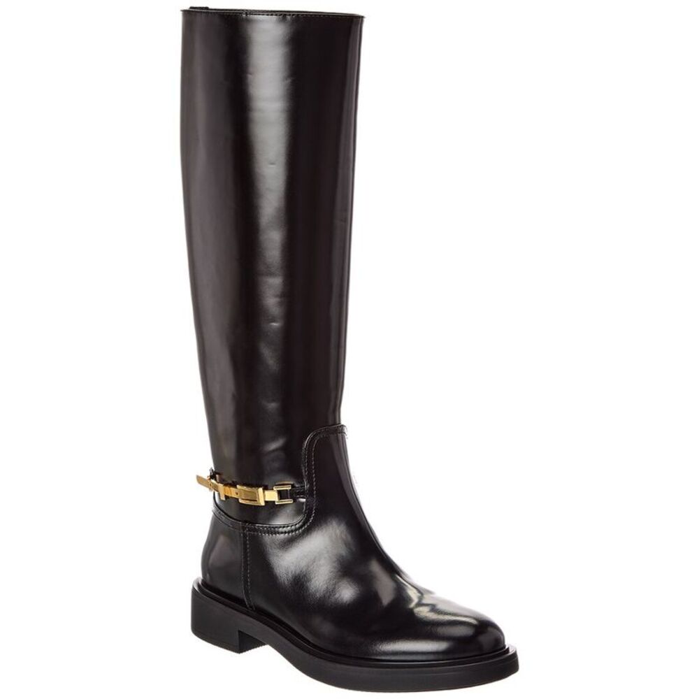 Gianvito Rossi Martine 20 Leather Knee-High Boot, Black
